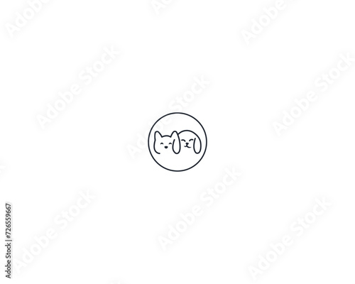 Dog and cat logo design template vector, line of pet logo design suitable for pet shop, store, cafe, business, hotel, veterinary clinic, Domestic animal vector illustration logotype, sign or symbol