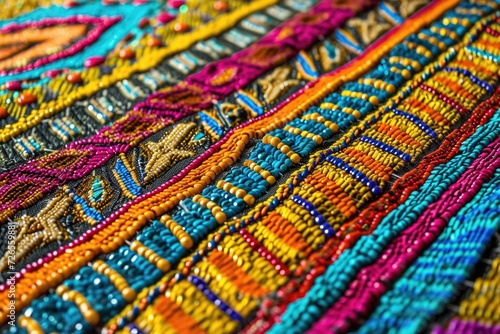 African pattern with bright colors and beaded texture.