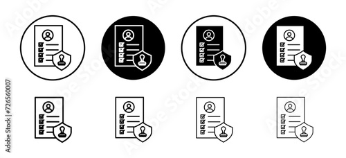 Permit vector icon set collection. Permit Outline flat Icon.