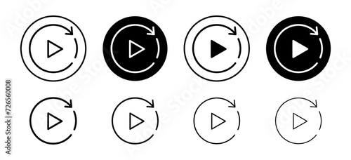 Playback vector icon set collection. Playback Outline flat Icon.