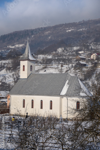 The Orthodox Church in Lesu, Bistrita, Romania, dedicated to "Holy doctors without silver Cosma and Damian", January 2024