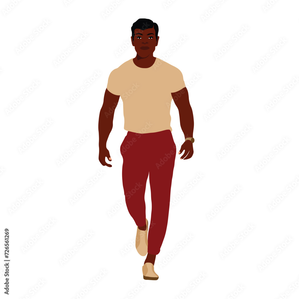 Fototapeta premium Young stylish black man in elegant style vector