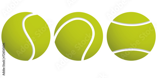 Set of tennis ball icons from different angles