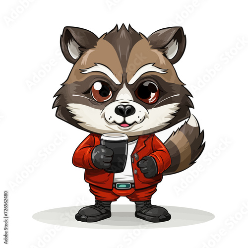 Slika na platnu The Caffeine Boxer! Laugh along with this spunky raccoon as it steps into the ri
