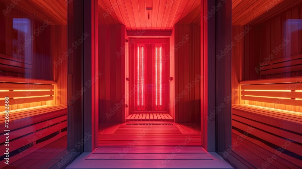 Modern Red Light Infrared Sauna Interior