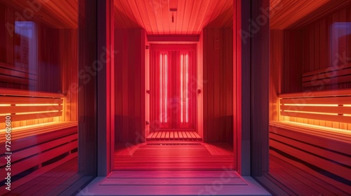 Modern Red Light Infrared Sauna Interior