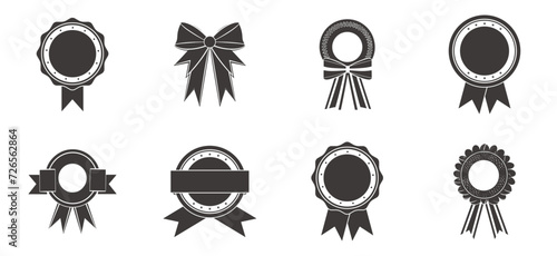 award ribbon, badge vector design set. Approved or certified medal icon