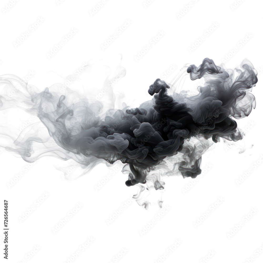 Abstract black and gray smoke g a soft cloudy on transparent png.