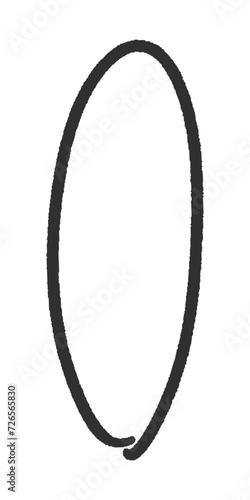 縦長のラフな手書きの黒い丸 - 正解･マル付け･重要ポイントのイメージ素材 