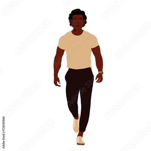 Modern fashionable black man in elegant art style vector