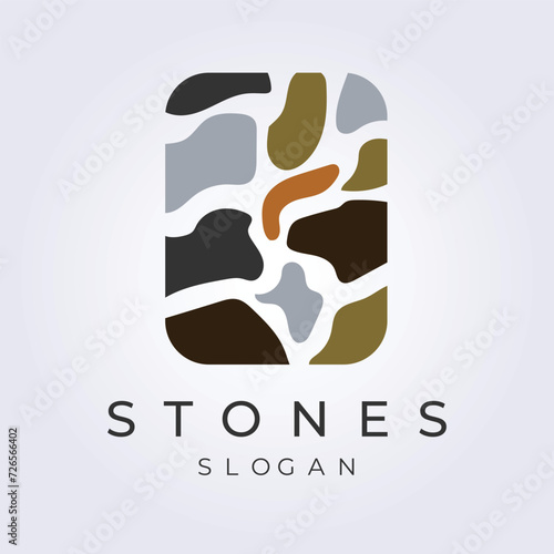 Badge wall stones logo vector illustration design