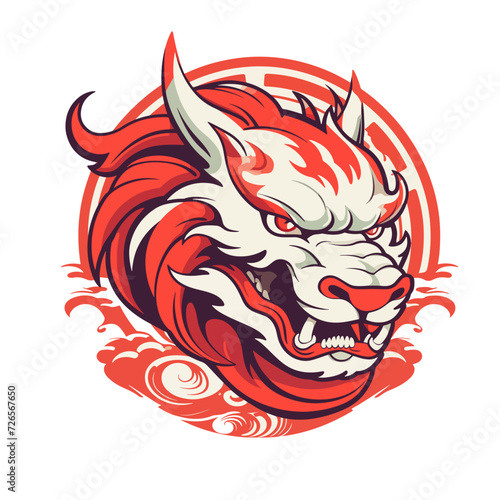 traditional red chinese dragon for chinese new year 2024, chinese logo, chinese lucky dragon symbol, Lùhng, ryū, 龍/竜, yong, 용, mungkorn, มังกรจีน, rồng, generative AI