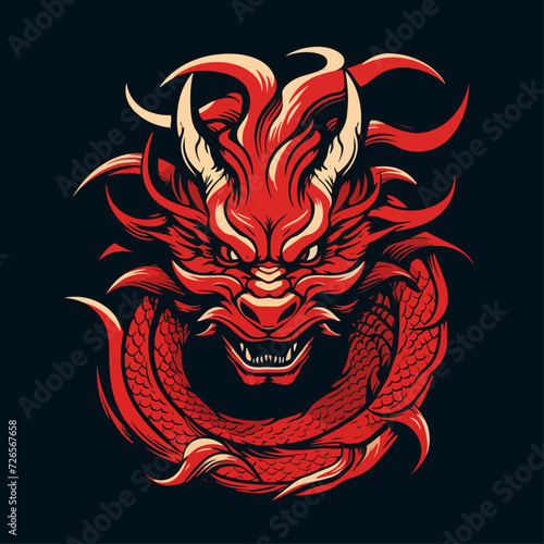 traditional red chinese dragon for chinese new year 2024, chinese logo, chinese lucky dragon symbol, Lùhng, ryū, 龍/竜, yong, 용, mungkorn, มังกรจีน, rồng, generative AI