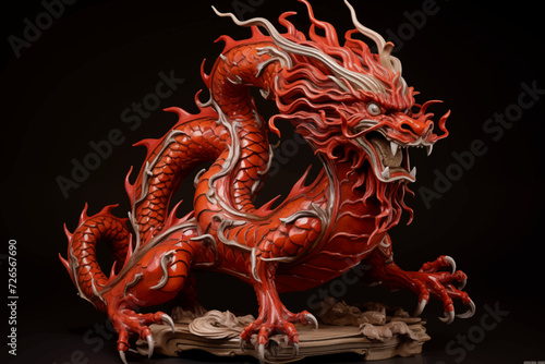 traditional red chinese dragon for chinese new year 2024, chinese lucky dragon symbol, Lùhng, ryū, 龍/竜, yong, 용, mungkorn, มังกรจีน, rồng, generative AI