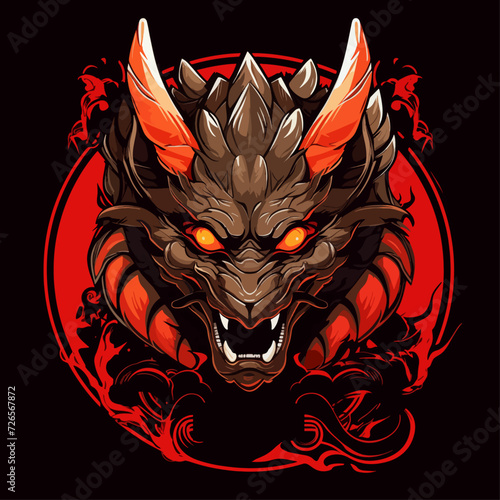 traditional red chinese dragon for chinese new year 2024, chinese logo, chinese lucky dragon symbol, Lùhng, ryū, 龍/竜, yong, 용, mungkorn, มังกรจีน, rồng, generative AI