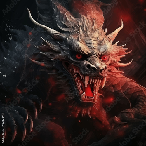 traditional red chinese dragon for chinese new year 2024, chinese lucky dragon symbol, Lùhng, ryū, 龍/竜, yong, 용, mungkorn, มังกรจีน, rồng, generative AI