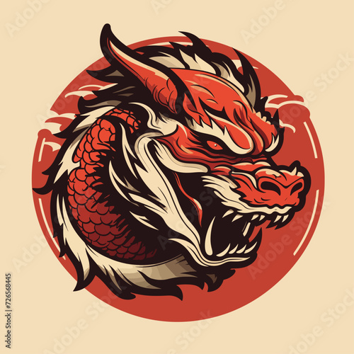 traditional red chinese dragon for chinese new year 2024, chinese logo, chinese lucky dragon symbol, Lùhng, ryū, 龍/竜, yong, 용, mungkorn, มังกรจีน, rồng, generative AI