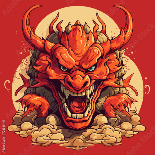 traditional red chinese dragon for chinese new year 2024, chinese logo, chinese lucky dragon symbol, Lùhng, ryū, 龍/竜, yong, 용, mungkorn, มังกรจีน, rồng, generative AI