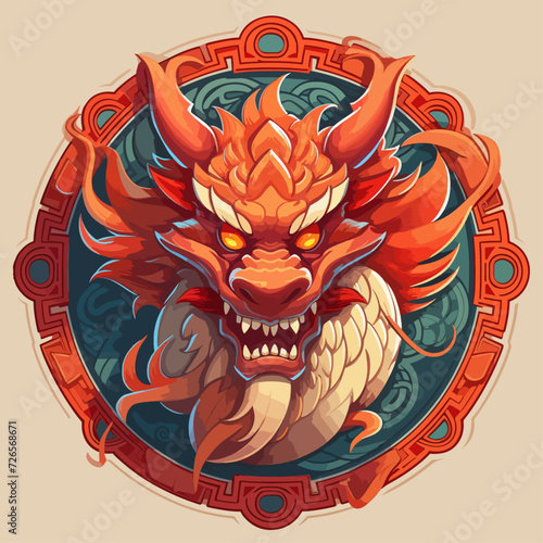 traditional red chinese dragon for chinese new year 2024, chinese logo, chinese lucky dragon symbol, Lùhng, ryū, 龍/竜, yong, 용, mungkorn, มังกรจีน, rồng, generative AI