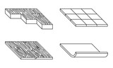 Flooring types set - ceramic, hardwood, laminate
