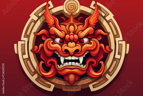 traditional red chinese picture of dragon for chinese new year 2024, chinese lucky dragon symbol, Lùhng, ryū, 龍/竜, yong, 용, mungkorn, มังกรจีน, rồng, generative AI