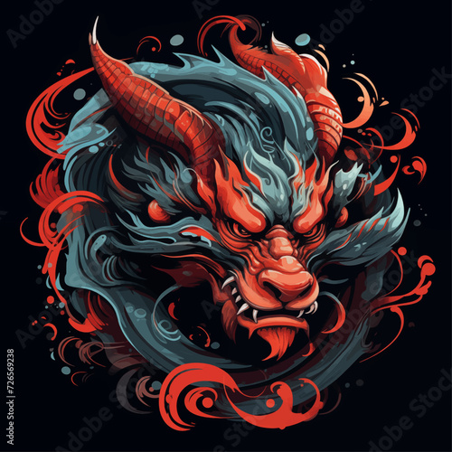 traditional red chinese dragon for chinese new year 2024, chinese logo, chinese lucky dragon symbol, Lùhng, ryū, 龍/竜, yong, 용, mungkorn, มังกรจีน, rồng, generative AI