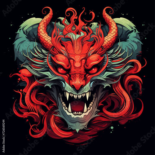 traditional red chinese dragon for chinese new year 2024, chinese lucky dragon symbol, Lùhng, ryū, 龍/竜, yong, 용, mungkorn, มังกรจีน, rồng, generative AI