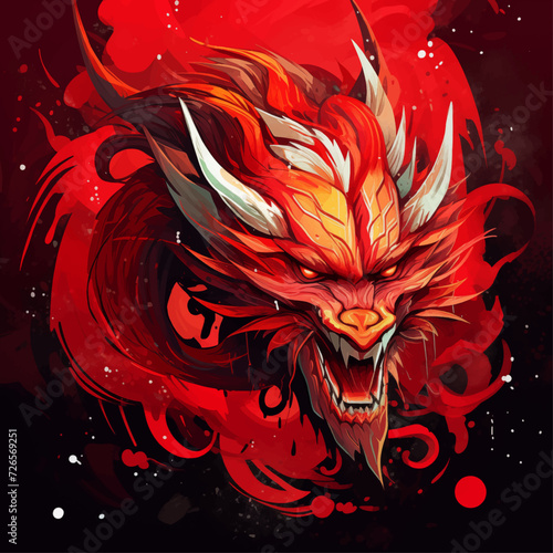 traditional red chinese dragon for chinese new year 2024, chinese lucky dragon symbol, Lùhng, ryū, 龍/竜, yong, 용, mungkorn, มังกรจีน, rồng, generative AI