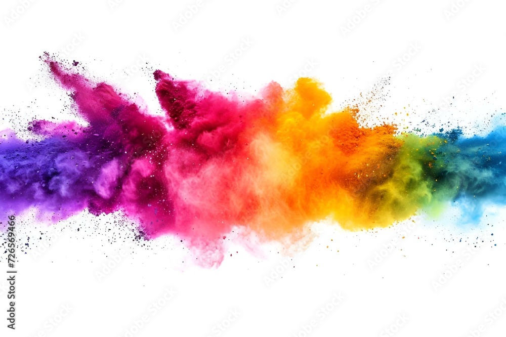 multi colored powder explosion in motion against a white background as the colors go on multi colored powder explosion in motion against a white background as the colors go on