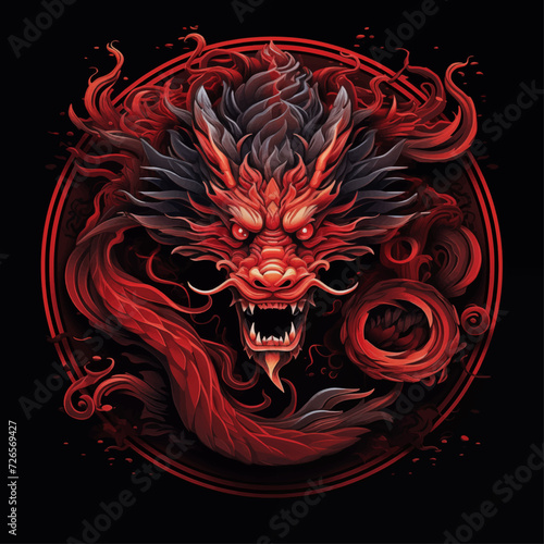 traditional red chinese dragon for chinese new year 2024, chinese lucky dragon symbol, Lùhng, ryū, 龍/竜, yong, 용, mungkorn, มังกรจีน, rồng, generative AI