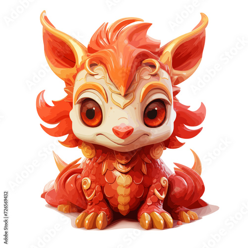cute chibi chinese dragon for chinese new year 2024, chinese lucky dragon symbol, Lùhng, ryū, 龍/竜, yong, 용, mungkorn, มังกรจีน, rồng, generative AI