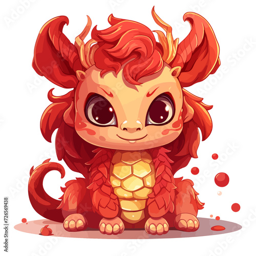 cute chibi chinese dragon for chinese new year 2024, chinese lucky dragon symbol, Lùhng, ryū, 龍/竜, yong, 용, mungkorn, มังกรจีน, rồng, generative AI