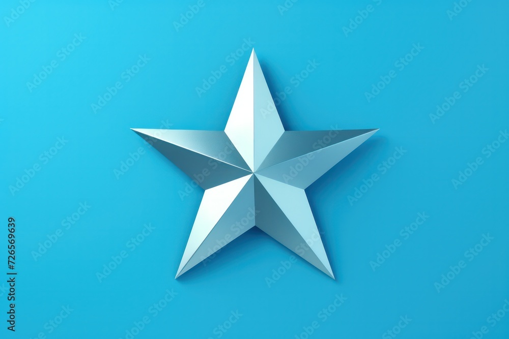 silver star 3d model isolated on blue background. Veteran day in United States of America. silver star 3d model isolated on blue background. Veteran day in United States of America.