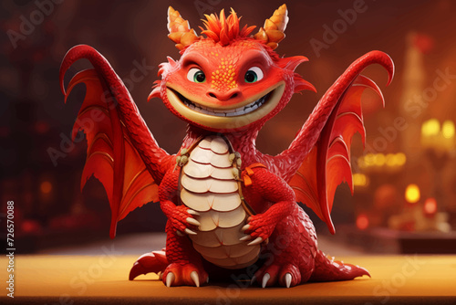 cute chibi chinese dragon for chinese new year 2024, chinese lucky dragon symbol, Lùhng, ryū, 龍/竜, yong, 용, mungkorn, มังกรจีน, rồng, generative AI