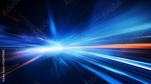 high speed blue light effect. Futuristic Light Effect. Colorful Lens Flare. Star  Explosion and Electric. Blue light technology background. High speed. Radial motion blur background. 