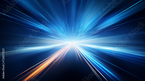 high speed blue light effect. Futuristic Light Effect. Colorful Lens Flare. Star, Explosion and Electric. Blue light technology background. High speed. Radial motion blur background. 