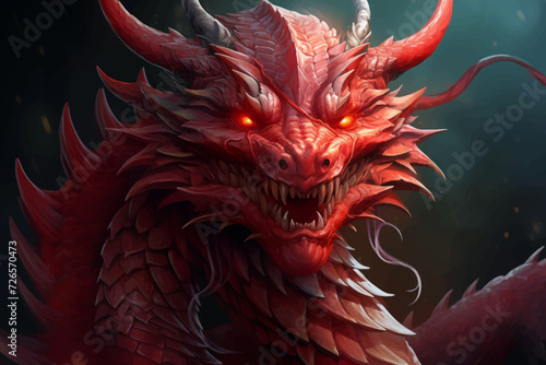 traditional red chinese dragon for chinese new year 2024, chinese lucky dragon symbol, Lùhng, ryū, 龍/竜, yong, 용, mungkorn, มังกรจีน, rồng, generative AI