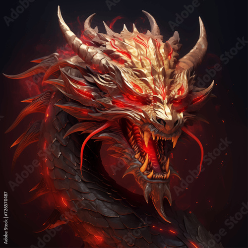 traditional red chinese dragon for chinese new year 2024, chinese lucky dragon symbol, Lùhng, ryū, 龍/竜, yong, 용, mungkorn, มังกรจีน, rồng, generative AI