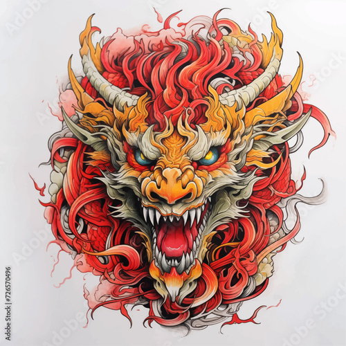 traditional red chinese dragon for chinese new year 2024, chinese lucky dragon symbol, Lùhng, ryū, 龍/竜, yong, 용, mungkorn, มังกรจีน, rồng, generative AI