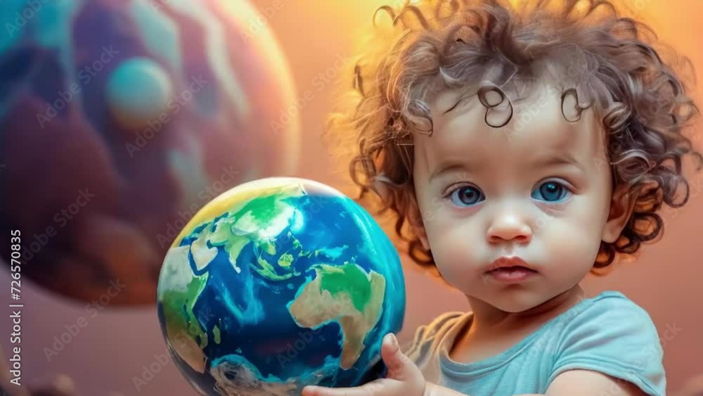 Planet Earth in the children's hands of a beautiful touching baby. Planet Earth in the children's hands of a beautiful touching baby.