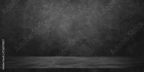 dark black studio background with light from above. leather texture backdrop for design. space for selling products on the website. banner background for advertising.
