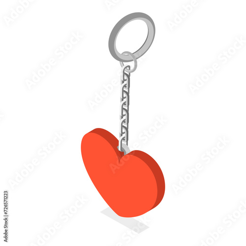 3D Isometric Flat Vector Set of Keychains, Breloques or Trinkets. Item 4