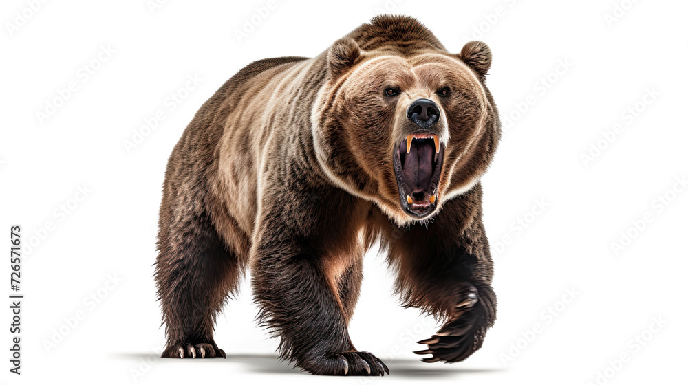Fototapeta premium Ferocious Grizzly Bear isolated on white background