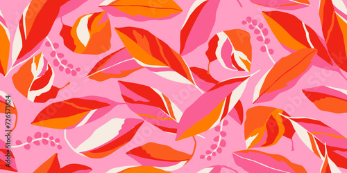 Exotic hand drawn flowers, seamless patterns with floral for fabric, textiles, clothing, wrapping paper, cover, banner, home decor, abstract backgrounds. Vector illustration.