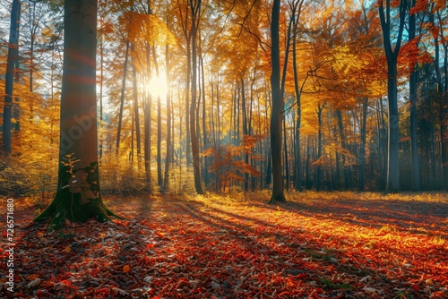 Beautiful colorful forest scene in autumn
