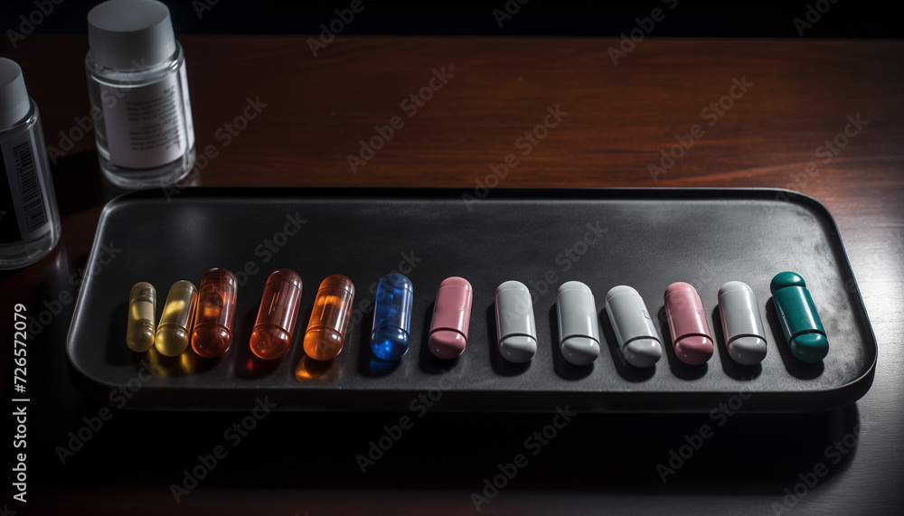 A bunch of different pills arranged on a tray A bunch of different pills arranged on a tray