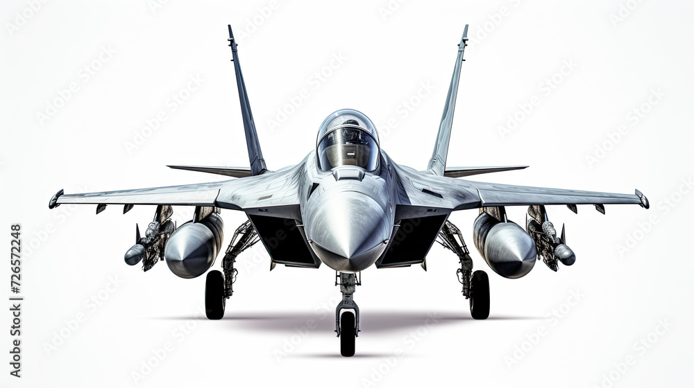 Fototapeta premium Front view Fighter jet plane. isolated on white background