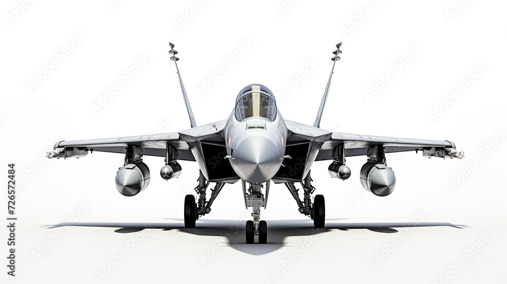 Fototapeta premium Front view Fighter jet plane. isolated on white background