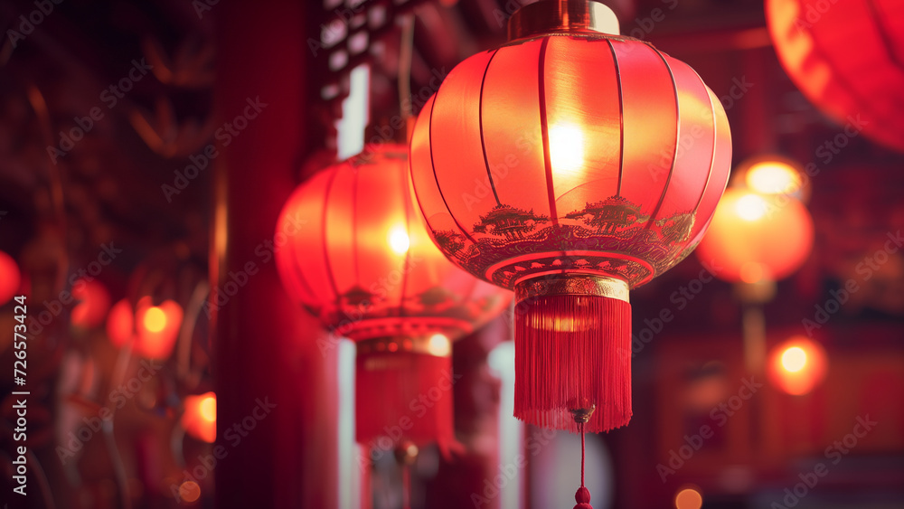 Crimson Glow: An Exquisite Cylindrical Lantern in Chinese Style