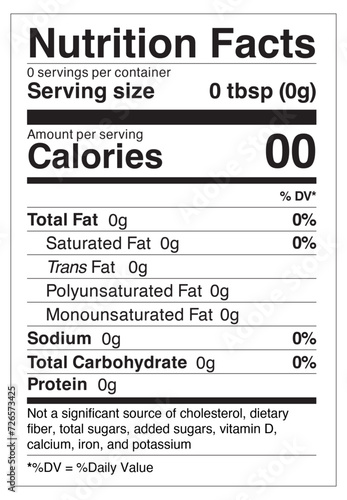 Nutrition Facts Label Template - Text Editable and Scalable - Vertical Simple - For Small Packaging - US FDA Compliant 2020 in Helvetica Font